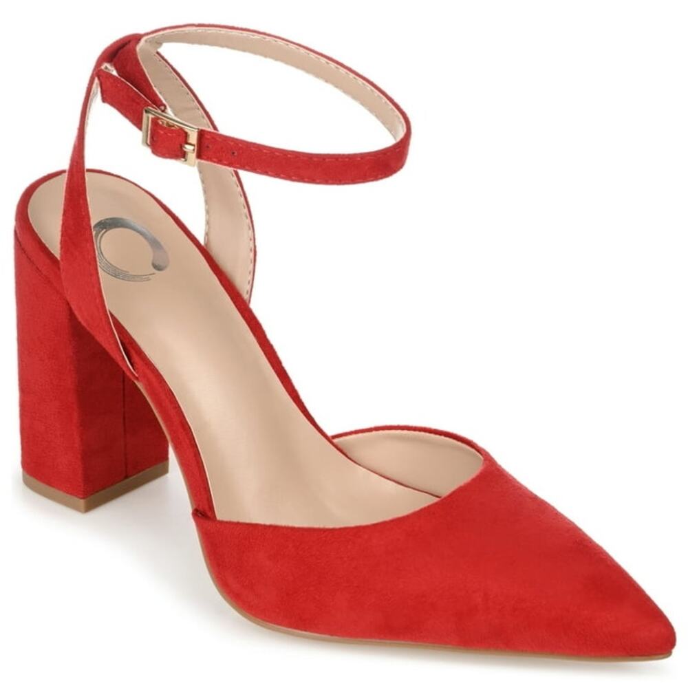 Journee Womens Tyyra Buckle High Block Heel Pointed Toe Pumps Christmas Size‎ 10